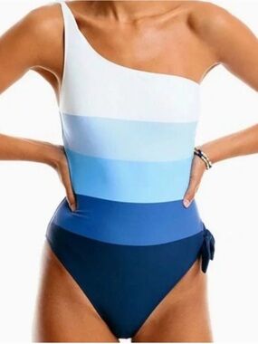 Southern Tide Ombre One Shoulder One-Piece Swimsuit - Ocean Channel Blue Medium